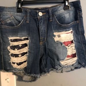 rock & republican american flag jean short